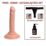 14 cm Belden Bağlamalı Realistik Testissiz Dildo Penis Set