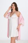 Aria’s Closet 2’li Beyaz-Pembe Sabahlık Takımı Bigsize 6210