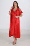Aria’s Closet 2li Kırmızı Sabahlık Takımı Bigsize 6226