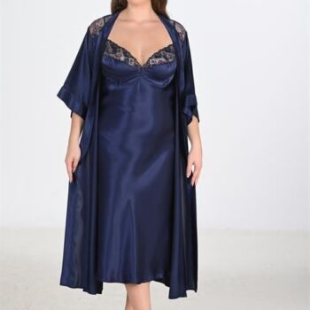 Aria's Closet 2li Lacivert Sabahlık Takımı Bigsize 6228