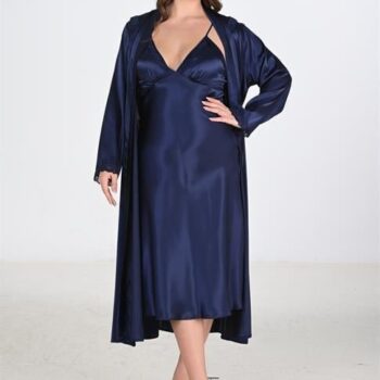 Aria's Closet 2li Lacivert Sabahlık Takımı Bigsize 6225