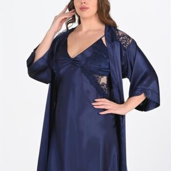 Aria's Closet 2'li Lacivert Sabahlık Takımı Bigsize 6208