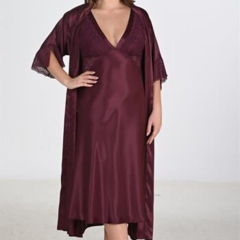 Aria's Closet 2li Mürdüm Sabahlık Takımı Bigsize 6223