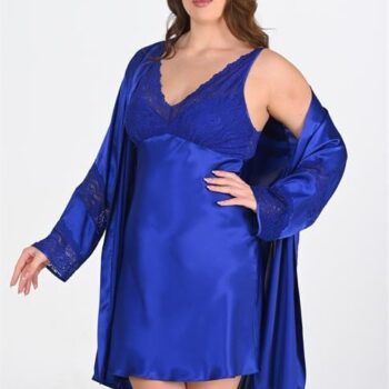 Aria's Closet 2'li Saks Sabahlık Takımı Bigsize 6211