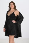 Aria’s Closet 2’li Siyah Sabahlık Takımı Bigsize 6213