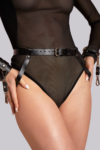 Aria’s Closet Arkadan ve Önden Bağlanabilir Siyah Deri Bilekli Fantezi Harness