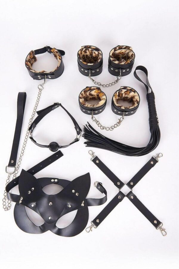 Deri Ic Giyim Leopar Ici Pelus Kople Set 58a9