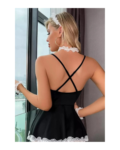 Fantazi Seksi Fiyonklu Tüllü  Dantelli  Hizmetçi Babydol Gecelik BC9236