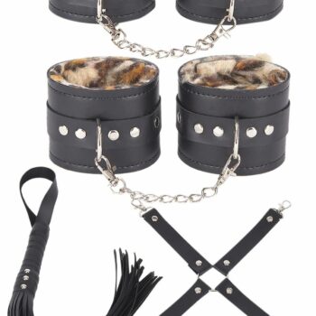 Aria's Closet Deri Leoparlı 4'lü Harness Set