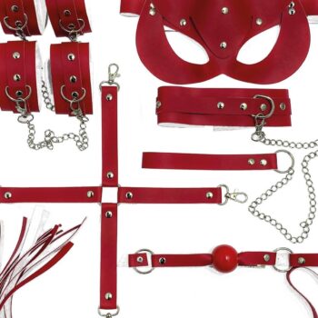 Aria's Closet Kırmızı Deri 7 Li Set Aksesuar
