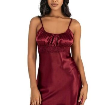 Aria's Closet Bordo Kısa Saten Gecelik 8208