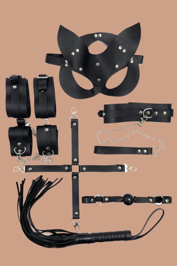 Siyah 7 Li Deri Harness Sexi Kadin Set 8 1f57