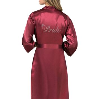 Aria's Closet Bordo Kısa Saten Bride Sabahlık