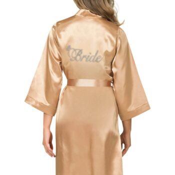 Aria's Closet Gold Kısa Saten Bride Sabahlık