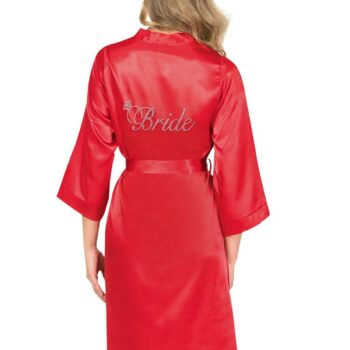 Aria's Closet Kırmızı Kısa Saten Bride Sabahlık