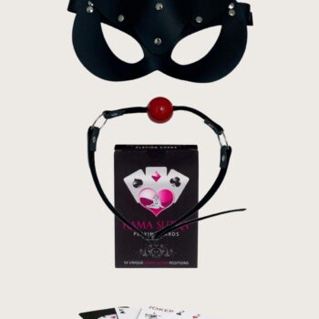 Aria's Closet Sexy Görselli Oyun Kartı Kama Sutra Siyah Ağız Topu Maske Set
