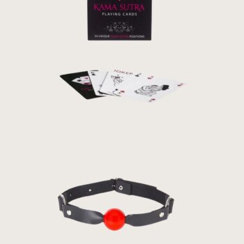 Aria's Closet Sexy Görselli Oyun Kartı Kama Sutra Siyah Kırmızı Ağız Topu Set