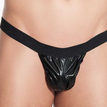 Bacio Fantezi Siyah Lame Seksi Erkek String - Tanga BC4589