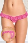 Bacio Fantezi Üstü Fırfırlı Ağı Açık Pembe Dantel Tanga – String BC0019