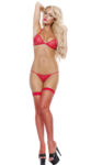 Bacio Fantazi Kırmızı Seksi TÜL Sütyen String Takımı ( Çorapsız ) BC3231