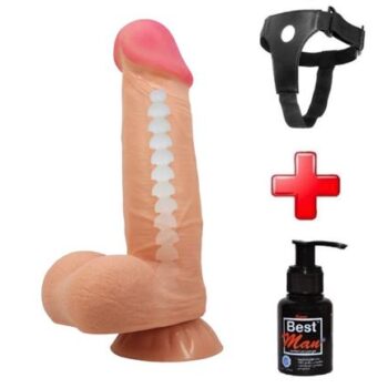 Belden Bağlamalı 21,8 cm Kıkırdak Yapılı Çift Katmanlı Gerçekçi Dildo Penis