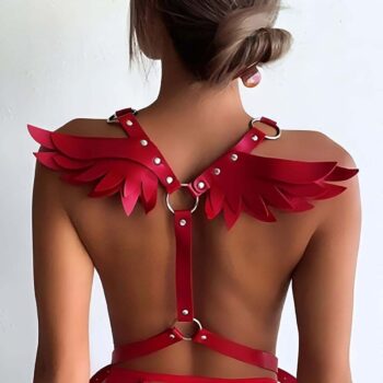 Melek Kanadı Detaylı Şık Deri Harness - APFT642