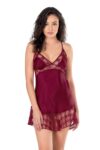 Aria’s Closet Bordo Kısa Saten Gecelik