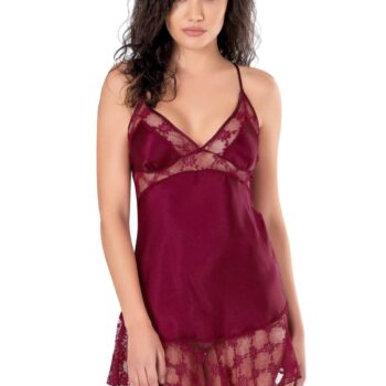 Aria's Closet Bordo Kısa Saten Gecelik