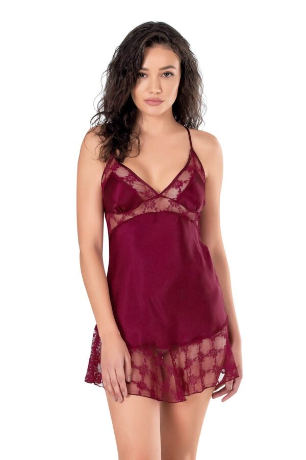 primoda bordo kisa saten gecelik 8115 f60c