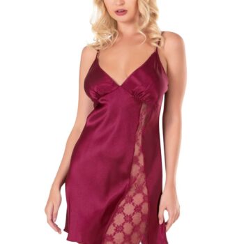 Aria's Closet Bordo Kısa Saten Gecelik