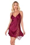 Aria’s Closet Bordo Kısa Saten Gecelik