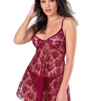 Aria's Closet Bordo Kısa Tül Gecelik