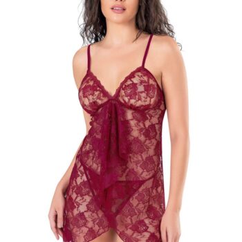 Aria's Closet Bordo Kısa Tül Gecelik
