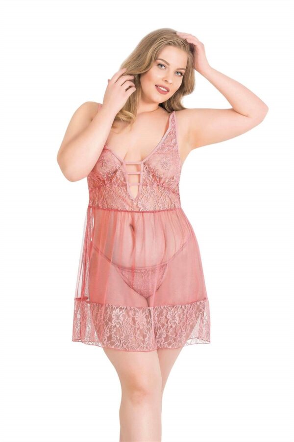 primoda buyuk beden mercan kisa tul gece bcb1