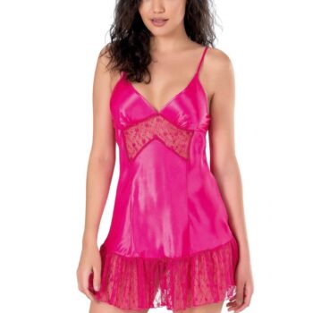 Aria's Closet Fuşya Kısa Saten Gecelik
