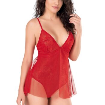 Aria's Closet Kırmızı Jakarlı Bodysuit Gecelik