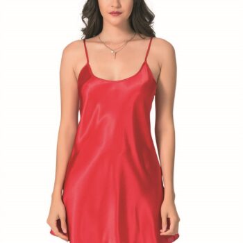 Aria's Closet Kırmızı Kısa Saten Gecelik