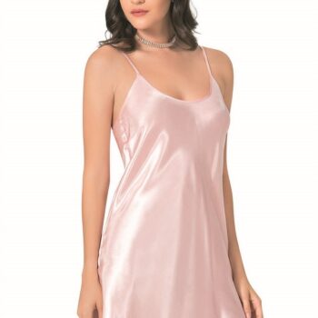 Aria's Closet Somon Kısa Saten Gecelik