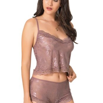 Aria's Closet Vizon Jakarlı Babydoll Şort Takımı