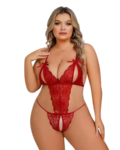 Fantezi Büyük Beden Kırmızı Dantelli Babydoll BC9250
