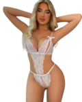 Fantezi Büyük Beden Beyaz Dantelli Babydoll BC9248