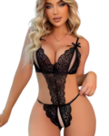 Fantezi Büyük Beden Siyah Dantelli Babydoll BC9249