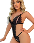 Fantezi Büyük Beden Siyah Dantelli Babydoll BC9249
