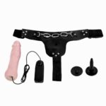 19 cm Belden Bağlamalı Titreşimli İçi Dolu Strapon Penis
