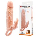5 cm Dolgu Uzatmalı 10 Fonksiyonlu Çift Titreşimli Penis Kılıfı Prezervatif Vibratör