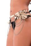 Aria’s Closet Gold Yumuşak Deri Zincirli Fantezi Şık Kelebek Desen Harness
