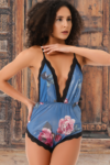 Aria’s Closet Saten Görünümlü Çiçek Desen Body