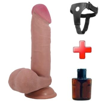 Belden Bağlamalı 20,5 cm Çift Katmanlı Gerçekçi Dildo Penis