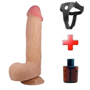 Belden Bağlamalı 23,4 cm Çift Katmanlı Gerçekçi Dildo Penis