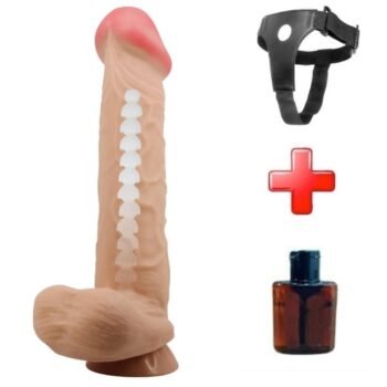 Belden Bağlamalı 26 cm Kıkırdak Yapılı Çift Katmanlı Gerçekçi Dildo Penis